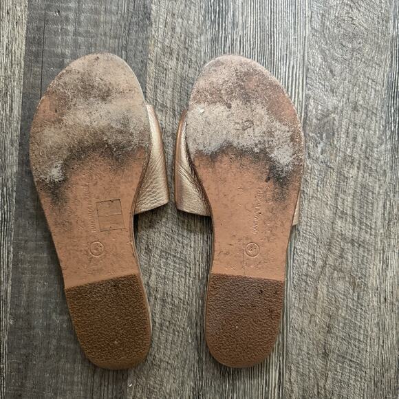 Ancient Greek Sandals Taygete Flat Sandals Gold Leather Boho Size 41 - Picture 2 of 5